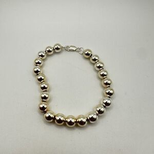 7"‎ solid sterling silver 8mm beaded bracelet!